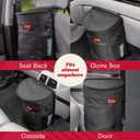 Lusso Gear Spill-Proof Car Trash Can (2 Pack) - Easy to Clean Hanging Garbage Bin - Leak-Proof, Removable Liner, Waterproof - Keeps Truck, SUV, Car, Minivan Clean & Odor Free (Black, Red Stitching)