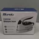 Sundu 1000W Mini Travel Steam Iron, Portable Small Iron for Quilting & Sewing, Non-Stick Soleplate, 300 Steam Holes, 90ml Tank, Safety Base & Digital Temperature Control-Black White