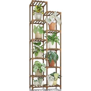 Bamworld Plant Stand Indoor Outdoor 11 Tire Tall Large Wood Plant Shelf Multi Tier Flower Stands Garden Shelves Wooden Plant Display Holder Rack for Living Room Corner