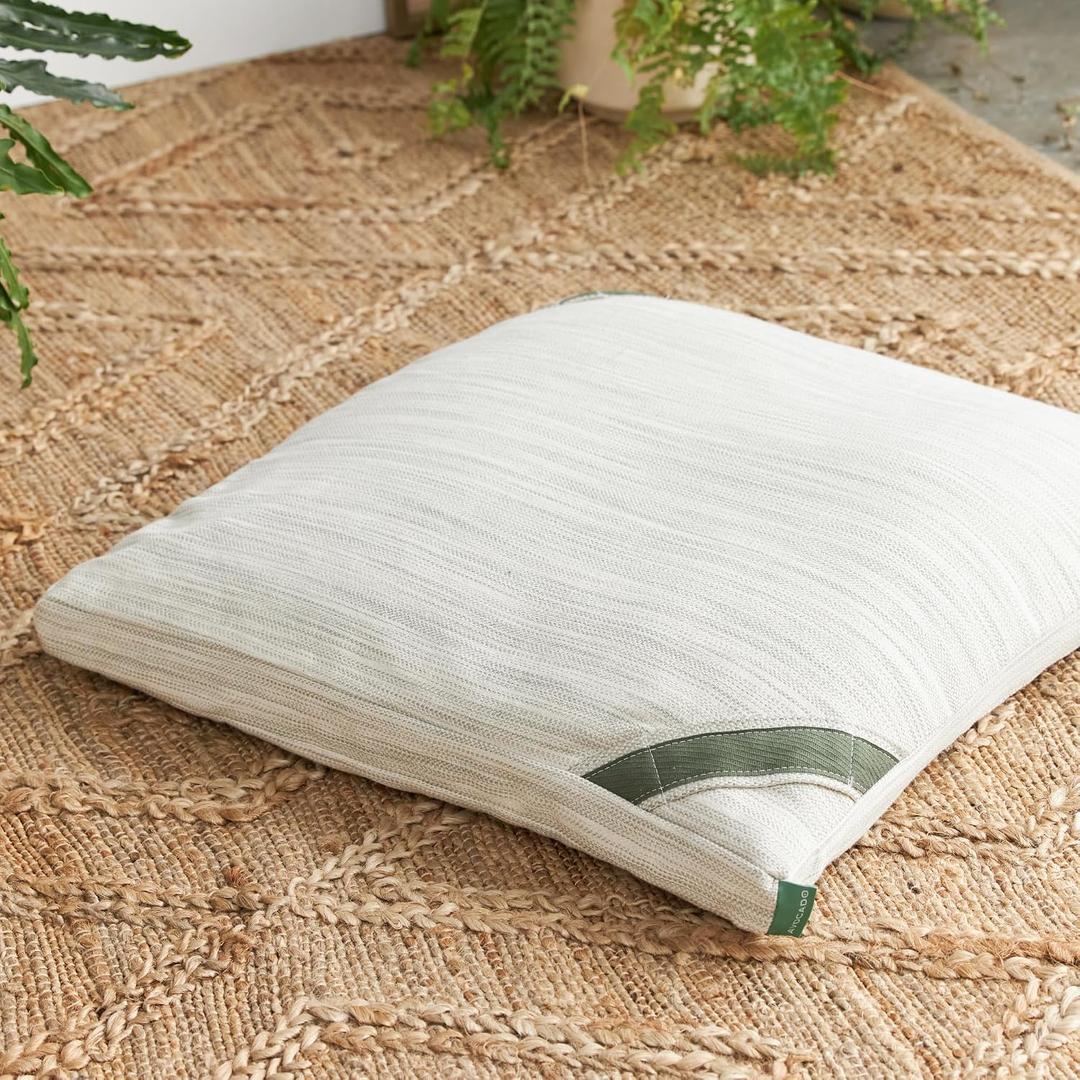 Avocado Organic Square Meditation Pillow, GOTS Certified Organic Cotton Cover, Natural Buckwheat Fill