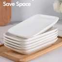 DELLING 8 Inch Rectangular Appetizer Plates Set of 6, Porcelain Salad Dessert Plates White, Small Serving Plates for Sushi Snack, Microwave Oven Dishwasher Safe, Stackable Ceramic Plates
