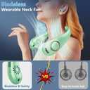 Misting Fan Neck Fans that Blow Cold Air-Foldable Fan with Water Spray Misting,Rechargeable Battery Neck Fan,Cordless Quiet Face Travel,Best Gifts for Birthday Light Green