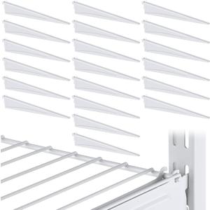 Wonderjune Adjustable Locking Shelf Bracket 16 Inch Shelf Brackets Heavy Duty Wire Shelving Brackets for Deep Wire Shelving Double Track System (White,20 Pcs)