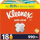 Kleenex Anti-Viral Facial Tissues, Classroom or Office Tissue, 18 Cube Boxes, 55 Tissues per Box, 3-Ply (990 Total Tissues) (White)