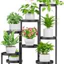 iDavosic.ly Plant Stand Indoor Outdoor, 8 Tier Corner Metal Flower Display Holder Shelf, Folding Tall Orchid Rack for Patio Balcony Porch Garden Living Room House, Black