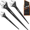 HORUSDY 3-Piece Adjustable Spud Wrench Set, 10", 12", 16", CR-V Steel, SAE & Metric Scale, Black Oxide Finish, Heavy Duty Wrenches for Construction, Mechanical Repair, DIY and Outdoor Projects