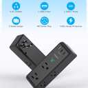 Surge Protector Outlet Extender with Rotating Plug, 6 AC Multi Plug Outlet with 3 USB Ports (2 USB C), 1800 Joules, 3-Sided Swivel Power Strip with Spaced Outlet Splitter for Home, Office, Dorm, Black
