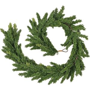 6.2FT Real Touch Christmas Cedar Garland Artificial Realistic Thick and Lush Faux Green Pine Garlands, Christmas Garland for Mantle, Fireplace, Table, Outdoor Indoor Christmas Decorations