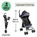 Ingenuity 3D Mini Convenience Stroller Lightweight Stroller with Compact Fold, Multi-Position Recline, Canopy with Pop Out Sun Visor Umbrella Stroller for Travel and More, Slate Grey