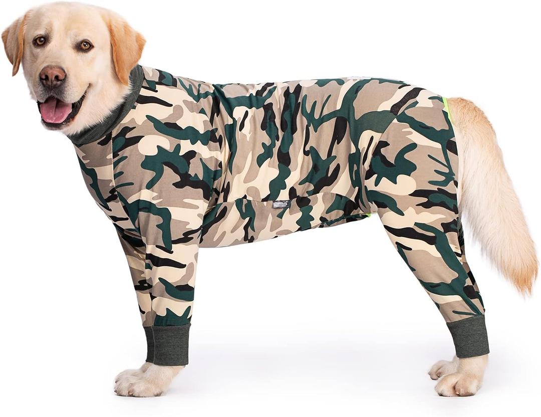 Dog Pajamas Jumpsuit for Medium Large Dogs,Lightweight Pjs Clothes Apparel Onesies,Shirt Size Dogs After Surgery, Full Belly (34 (Chest 35.04 in | Backlength 23.62 in), Green Camo)