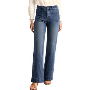 Astylish Women's Wide Leg Jeans High Waisted Stretchy Straight Leg Jeans Loose Trendy Denim Pants with Pocket (12, Blue)