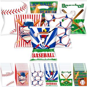 Wesnoy 300 Pcs Baseball Goodie Gift Bags Baseball Party Favor Candy Treat Snack Plastic Bags Bulk with Handle for Kids Birthday Party Classroom School Sport Teams Events Supplies