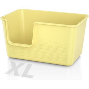 Cat Litter Box with High Sided,24.8" Lx14.9 Wx13.0 H,Extra Large Cat Litter Box for Big Cats,XL Jumbo Kitty Litter Box for Indoor Cats,Tool-Free Assembly (Yellow)