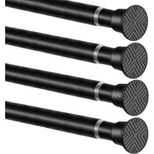 4 Pack Black Spring Tension Curtain Rods 18-36 Inch Adjustable Expandable Spring Loaded Curtain Rods No Drilling Suitable for Small Short Tension Rods 23-34 Inch Doors, Windows, Closet