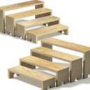 2 Set Large Wooden Tiered Riser Display Stands for Vendor Events,Stackable Perfume Organizer Cologne Stand for Men Women,Wooden Cupcake Dessert Stand,Wood Dessert Table Display Set,Food Display Risers for Party12-11.2-10.4-9.6IN