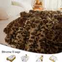 XeGe Luxury Faux Fur Leopard Print Blanket, Soft Cheetah Patterned Fluffy Bed Blanket, Shaggy Plush Decorative Couch Throw, Cute Furry Animal Print Fuzzy Throw for Sofa Bed Couch, Brown, 60x90