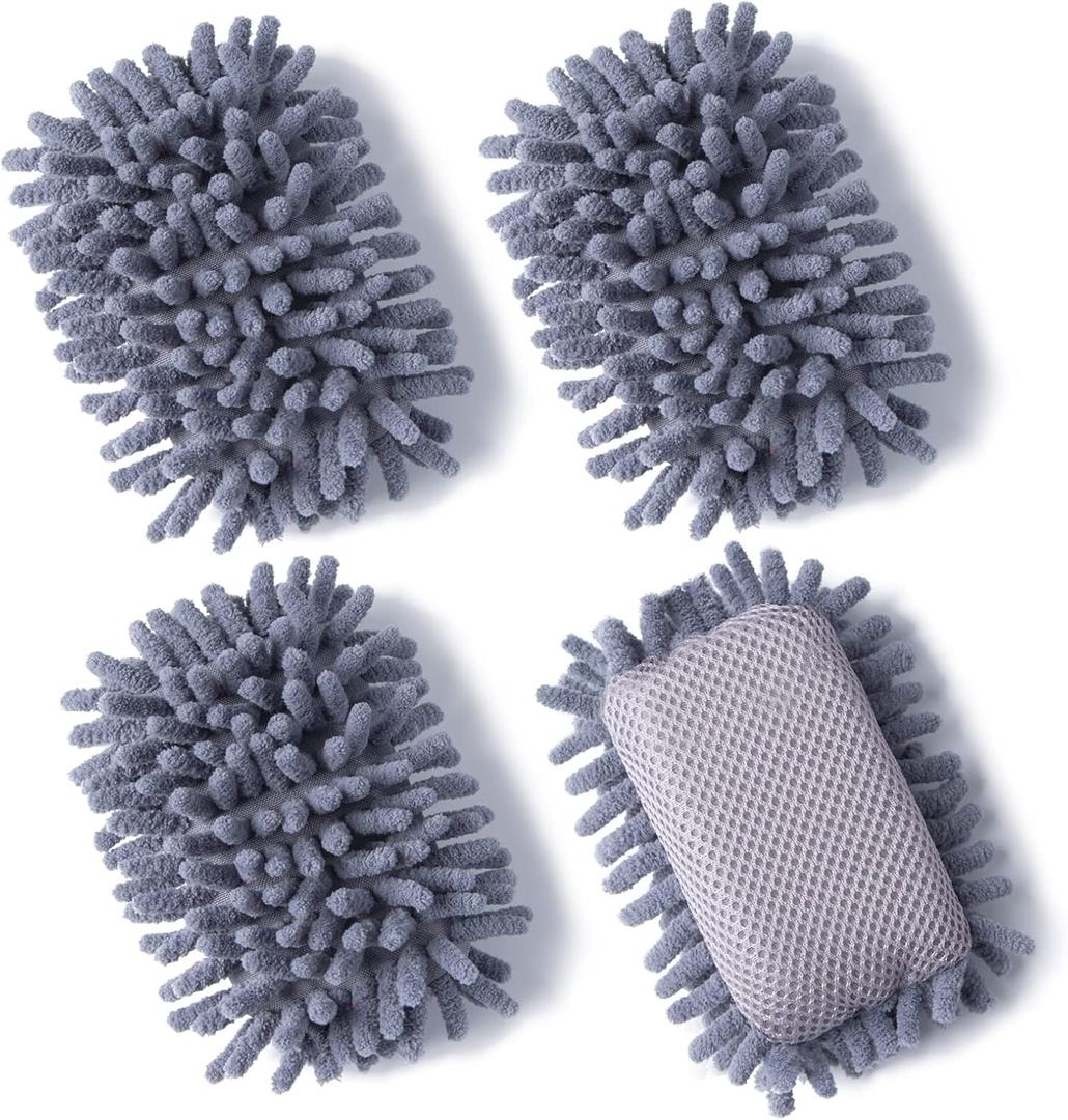 4 Pieces Microfiber Shag Whiteboard Eraser Shag Washable Dry Eraser Board Eraser for Chalk, Classroom Teacher Supplies, Home and Office (Grey)
