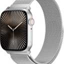 Metal Stainless Steel Magnetic Milanese Loop Compatible with Apple Watch Band 46mm 42mm 44mm 45mm 49mm 38mm 40mm 41mm men &women,Mesh strap for iWatch Series11 10 9 8 7 6 5 4 SE3 2 1 Ultra3 2 1 (Silvery)