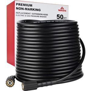 YAMATIC Pressure Washer Hose 50FT 1/4" ID, Standard (2) M22 Brass Fittings, 3200 PSI Kink-Resistant Replacement for Ryobi, Troy Bilt, Greenworks, CRAFTSMAN M22 Threads Power Washers