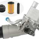 Engine Oil Cooler Filter Housing Assembly Adapter with Gasket, Filter Insert, Cap Compatible with 2011-2021 Chevy Cruze Sonic Trax Buick Encore 1.4L Turbo Replace 55566784 918-428 55565388 88179-91400
