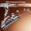 YUSWKO Silver Milk Frother Wand for Coffee with Stand, Handheld Coffee Frother, Rechargeable Drink Mixer, Waterproof Electric Whisk