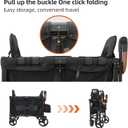 Collapsible Wagon with Wheels, 220 lbs Wagons Carts Foldable Wagon Cart with Flexible Handle, Lightweight Portable Folding Utility Grocery Shopping Cart for Grocery Sports Garden Camping