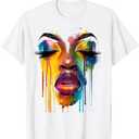 Cool African Woman Afro Color Painted Face Juneteenth Vibes T-Shirt