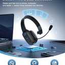 Bluetooth Headset, 60hrs AI Noise Canceling V5.2 Over Head Headphones, Single Ear Trucker Wireless Headset with Mic, Mute Button, Multipoint, for Phones PC Computer Truck Driver Office Work - Black