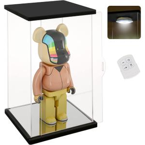 NONEMEY Clear Acrylic Display Case with Remote Control Light for 400% Bearbrick, Dustproof Model Showcase Organizer Box, Display Case for Collectibles Bearbrick (64.712.6inch,151232cm)