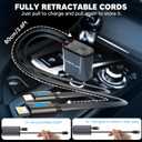 Retractable Car Charger, 4 in 1 Retractable Car Charger 66W with Cord 2.6ft, Retractable Cables and USB Ports Car Adapter Compatible with iPhone15/14 Pro (Dual Lightening)