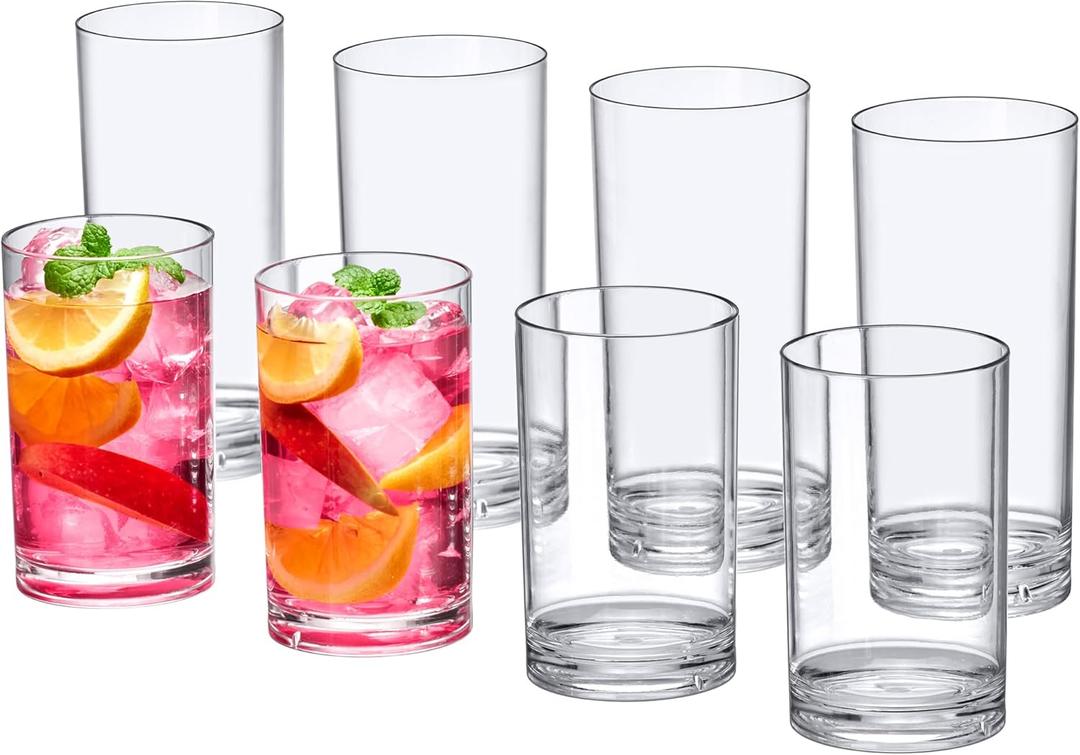 Amazing Abby - Probity - 10-Ounce and 16-Ounce Plastic Tumblers (Set of 8), Plastic Drinking Glasses, Reusable Plastic Cups, BPA-Free, Shatter-Proof, Dishwasher-Safe (Made of Plastic, NOT Glass) Amazing Abby - Probity - 10-Ounce and 16-Ounce Plastic Tumblers (Set of 8), Plastic Drinking Glasses, Reusable Plastic Cups, BPA-Free, Shatter-Proof, Dishwasher-Safe (Made of Plastic, NOT Glass)