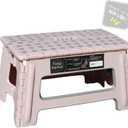 Folding Step Stool - 9" Height - Holds up 300 Lbs Lightweight Foldable Stepping Stool is Sturdy Enough to Support Adults & Safe Enough for Kids. Skid Resistant and Open with one flip (Dusty Pink)