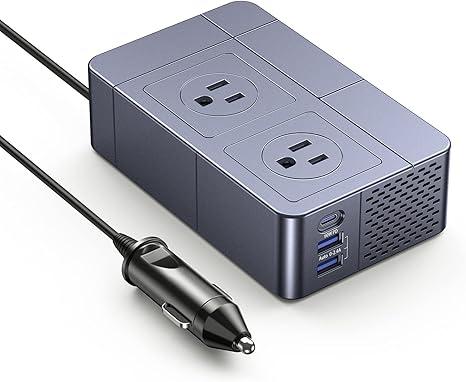 Pure Sine Wave Inverter by KOOSLA, 300W Power Inverter [𝟲𝟬𝗪 𝗣𝗗 𝗨𝗦𝗕-𝗖] DC 12V to AC 110V Car Inverter Plug Adapter Outlet