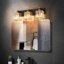 Modern Bathroom Vanity Light 3-Lights Black Gold Crystal Bathroom Wall Light Vanity Light Fixtures20.47-inch Modern Minimalist Design