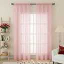 Blush Sheer Curtains 84 Inches Long 2 Panels, Soft Airy Light Filtering Curtains for Bedroom Living Room, Modern Rod Pocket Privacy Drapes Window Treatments, Blush, Total Wide 84 Inch