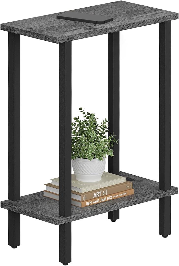 TUTOTAK Small Side Table, Narrow End Table, Skinny Sofa Table, Slim Nightstand, Couch Table, Living Room, Bed Room, Charcoal Grey TB01BY062