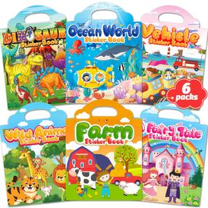 Reusable Sticker Book for Toddlers, Stickers for Kids, Toddler Craft Activities, Toddler Travel Toys Ages 3 and Up Boy Girl Easter Basket Stuffers Birthday Gifts