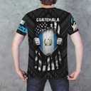BJU Guatemala Flag T-Shirt Flag Badge Novelty Tee Printed Crewneck Short Sleeve Casual Top Unisex (Black, S)