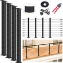 Muzata 15-20FT Modular Black Cable Railing Kit 36 Inch 4 Level Post Kit Complete Set Cable Railing System for Decks Length Adjustable Easy DIY with Paper User Guide (No Handrail) RWS2 BH4S