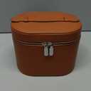 Aesthetic Makeup Bag, Travel Makeup Vanity Case with Divider and Handle, Waterproof PU Leather Cosmetic Organizer Bag, Portable Toiletry Bag for Women(01Brown)