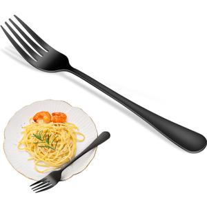 Black Dinner Forks Set, 8-Piece 8 Inches Food-Grade Stainless Steel Silverware Forks,Dishwasher Safe Cutlery Fork, Metal Black Table Fork For Home,Party or Events