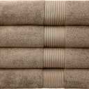 Luxury Oversized Bath Towels | 650 GSM, 34" x 56" | Hotel Quality, Soft & Highly Absorbent | Quick Dry, Thick, Combed Cotton Bathroom Towels | Mocha - 4 Pack