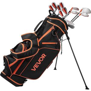 VEVOR Golf Club Set, 12 Pieces Women's Golf Club Complete Set Right Handed with 460CC #1 Driver, #3 & 5 Fairway Wood, #4 Hybrid, #5/ #6/ #7/ #8/ #9/ #PW/ #SW Irons, L-Shaped Putter, Golf Stand Bag, Orange