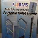 RMS Toilet Safety Frame & Rail - Folding & Portable Bathroom Toilet Safety Rails - Handrail Toilet Bars with Adjustable Height (White)