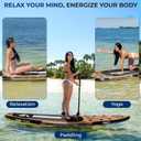 SereneLife Inflatable Stand Up Paddle Board with Premium SUP Accessories Wide Stable Design with Non-Slip EVA Deck Pad for Adults and Youth of All Skill Levels, 350 lbs Capacity, Wood
