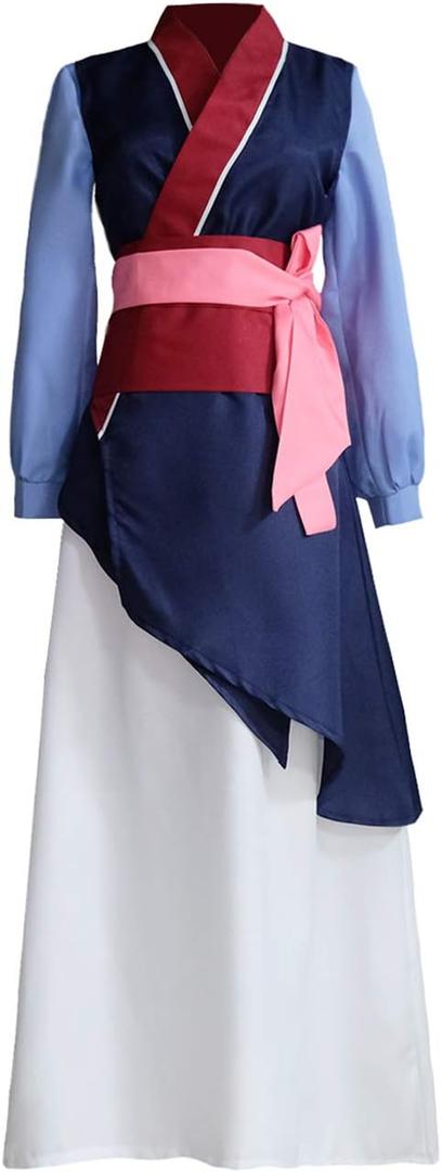 Angelaicos Womens Princess Mulan Costume Dress Chinese Heroine Party Ball Gown (Medium, Purple)