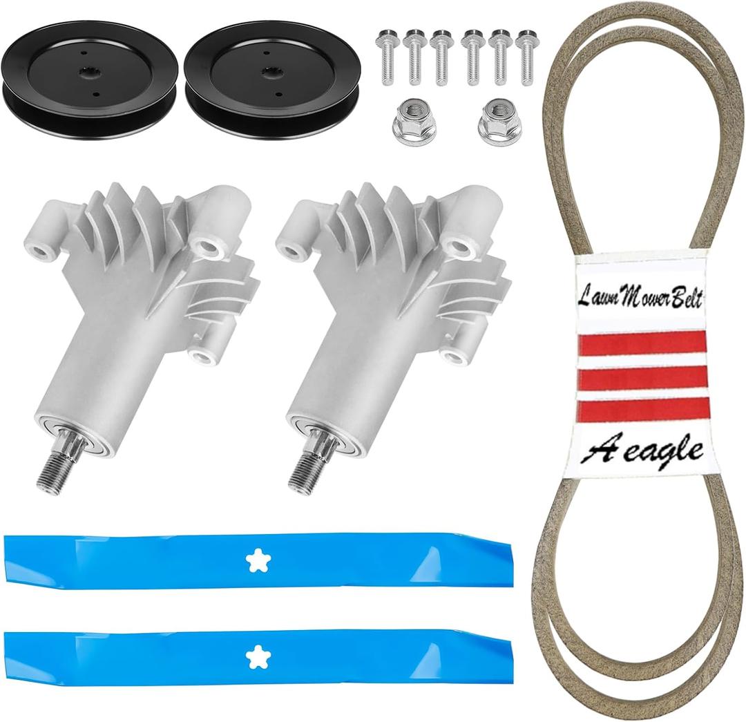 AEagle Mower Parts Deck Rebuild Kit for Craftsman Poulan Husqvarna LT1000 LT2000, Spindles AYP Husqvarna 130794 532130794, Blades 134149, Pulleys 173436 129861 153535, Deck Belt 144959 95"