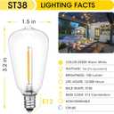VISTERLITE E12/C7 Base LED Replacement Bulbs for ST38 Outdoor String Lights - Not Solar, Vinatge 1W LED Shatterproof Bulb, Warm White 2200K, 25 Pack