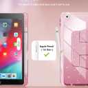 INFILAND Rotating Case for iPad 9th Generation (2021) / 8th Generation (2020) / 7th Generation (2019) 10.2 Inch 360 Rotating Cute Glitter Cover with Crystal Clear Back, Pencil Holder (Pink)