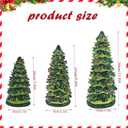 Set of 3 Retro Hand-Painted Tabletop Christmas Trees - 8", 10", 12" LED Lighted Decor, Battery Powered Vintage Mini Trees for Mantel, Shelf, Desktop Holiday Decor